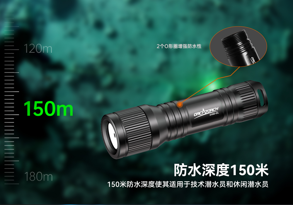 D560-GL潛水激光手電筒,潛水教練(liàn)手電(diàn)筒,激光潛水手電,水下搜救照明,OrcaTorch91视频成人版