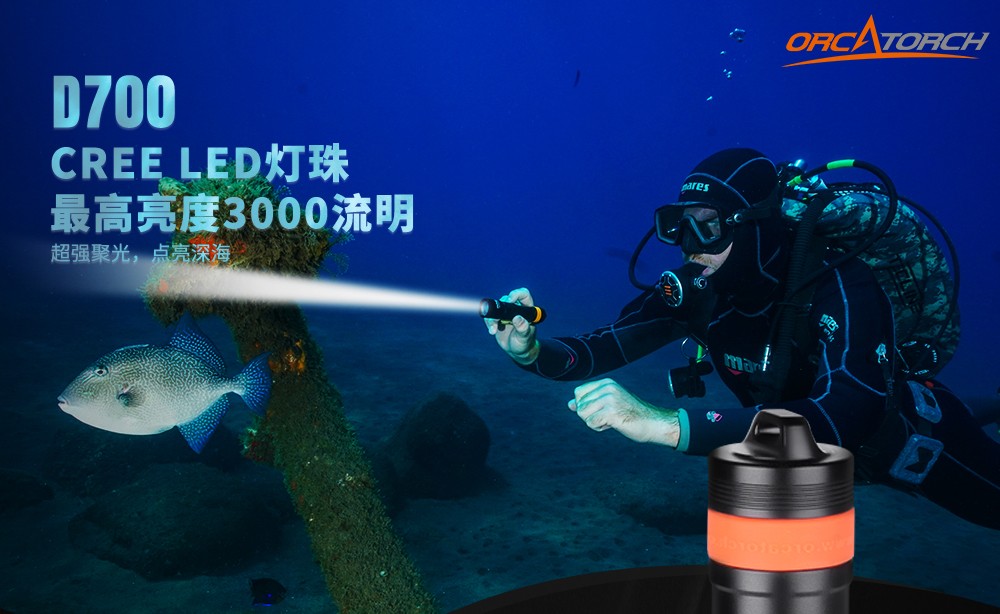 D700潛水手電筒，D700休閑潛水手電筒，D700潛水燈，D700潛水攝影（yǐng）燈（dēng），D700手持（chí）手電，OrcaTorch91视频成人版